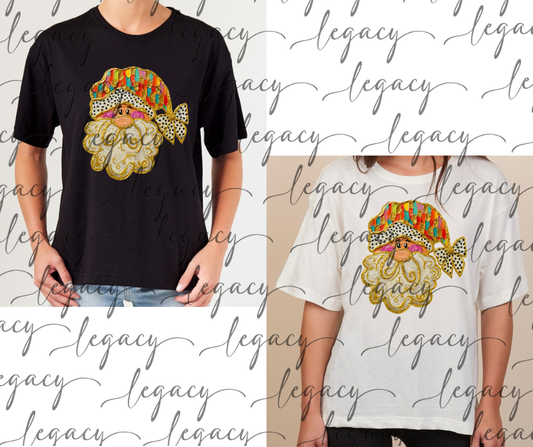 Painted Santa Boxy Women's Tee Multi Color Options Holiday Magic