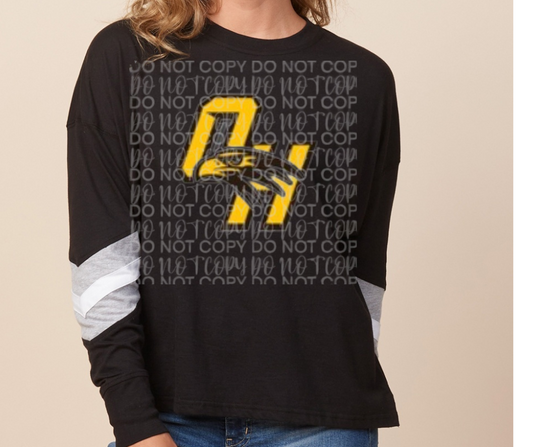 OH Falcon Logo Long Sleeve Color Block Top Ogemaw Falcons 2025