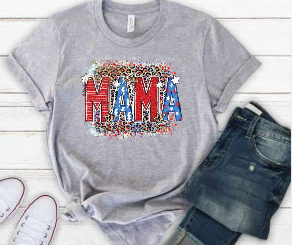 Mama Stars Stripes Leopard 4th Red White & Blue American Pride America Freedom 2025