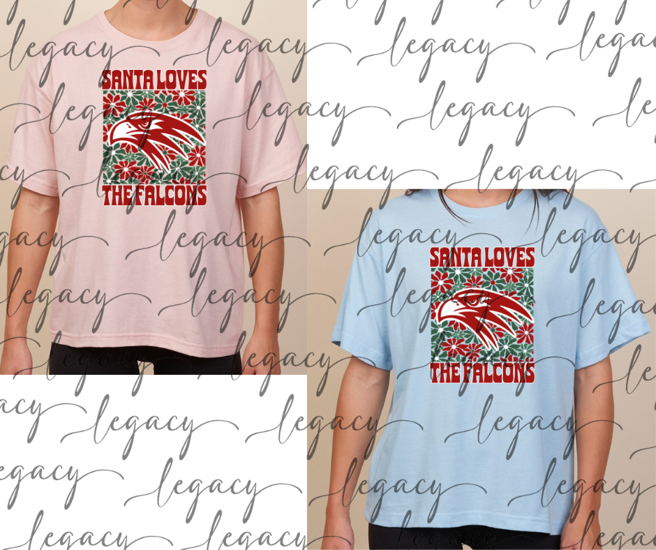Santa Loves the Falcons Boxy Women's Tee Multi Color Options Holiday Magic