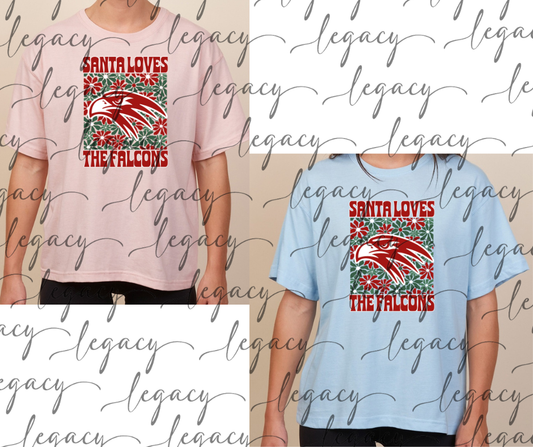 Santa Loves the Falcons Boxy Women's Tee Multi Color Options Holiday Magic