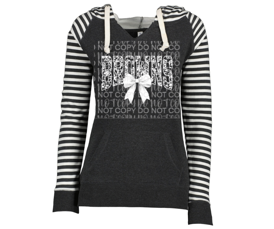 Browns Floral Bow Striped Sleeves Hoodie Top Options Ogemaw Browns 2025