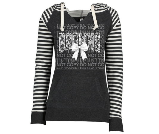 Browns Floral Bow Striped Sleeves Hoodie Top Options Ogemaw Browns 2025