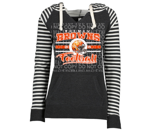 Browns Vintage Striped Sleeves Hoodie Top Options Ogemaw Browns 2025