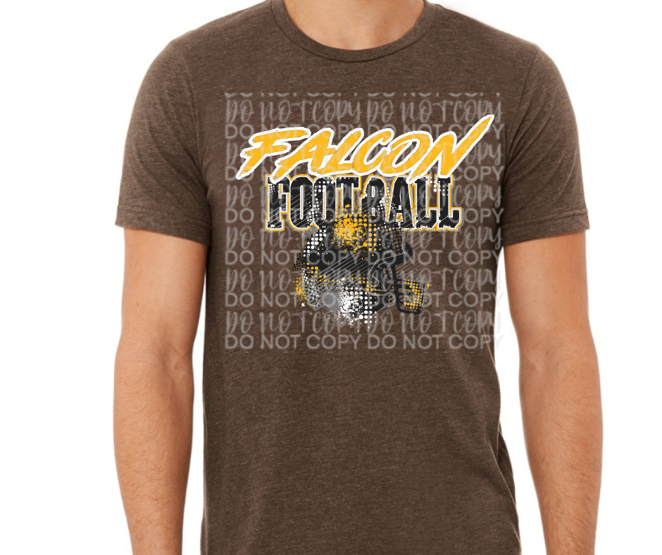 Ogemaw Falcon Football Grunge Helmet Falcon Sports Cotton/Poly Blend Top Options