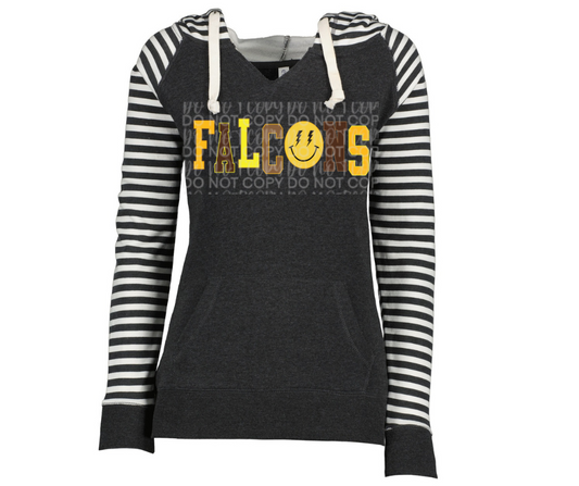 Falcons Smiley Striped Sleeves Hoodie Top Options Ogemaw Falcons 2025