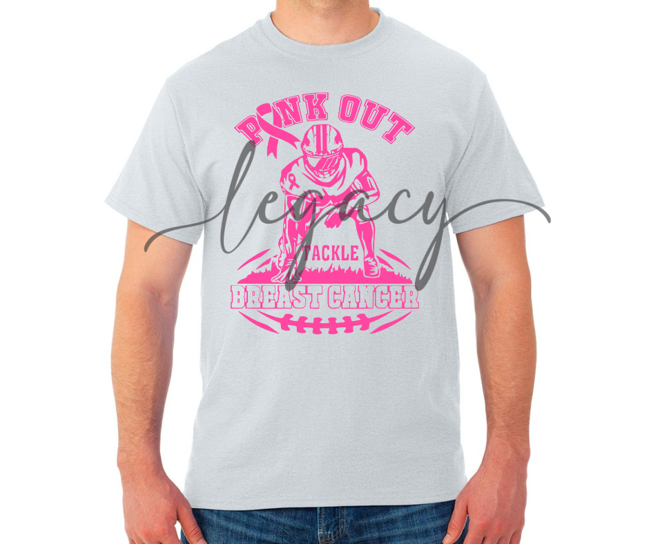 Pink Out Football Player Black & Grey Cotton/Poly Blend Top Options Pink Out Football 2025 Ogemaw Browns
