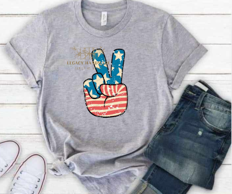 Peace Fingers 4th Red White & Blue American Pride America Freedom 2025