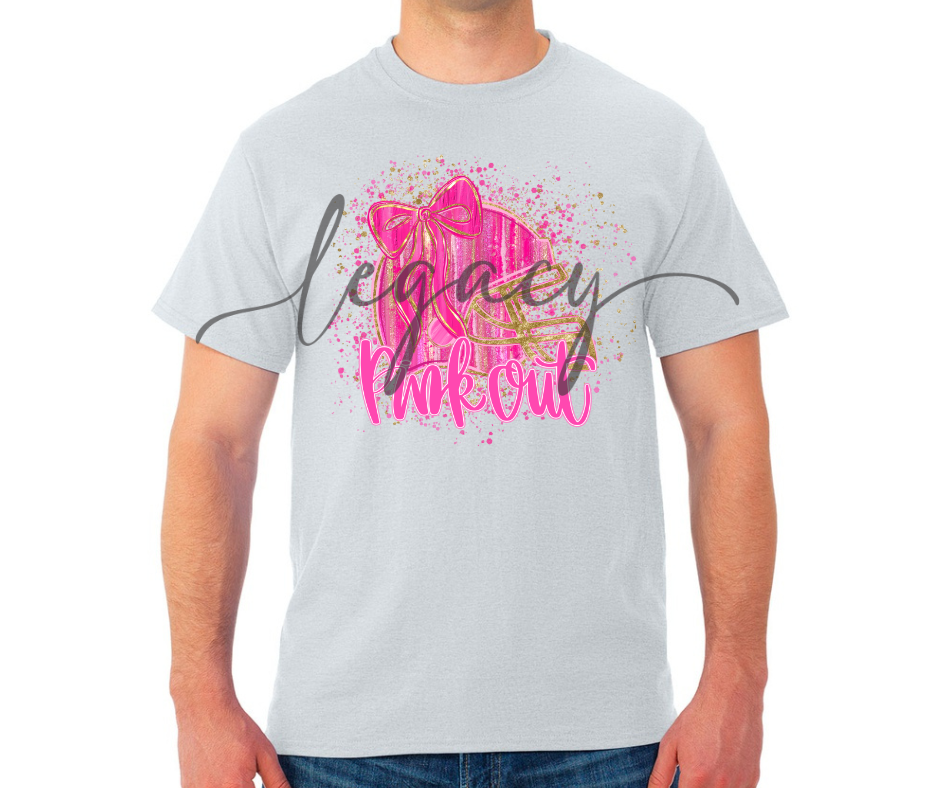 Pink Out Helmet Black & Grey Cotton/Poly Blend Top Options Pink Out Football 2025 Ogemaw Browns Falcon Football