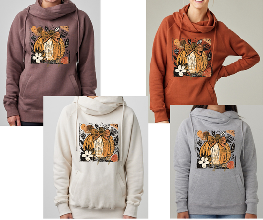 Cute Pumpkin Halloween Fall Floral Cowlneck sweater Top Options Fall 2025