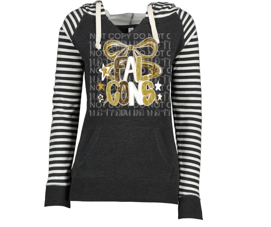 Falcons bow stars Striped Sleeves Hoodie Top Options Ogemaw Falcons 2025
