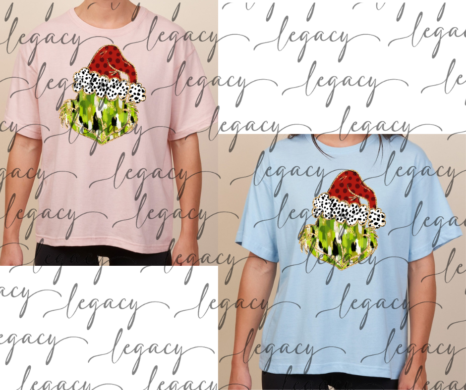 Painted Green Guy Face Boxy Women's Tee Multi Color Options Holiday Magic