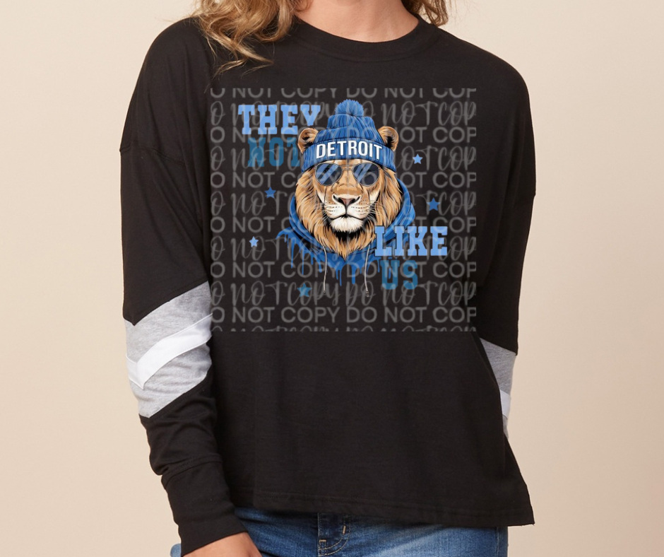 Lions Football They Not Like Us Long Sleeve Color Block Top Options One Pride