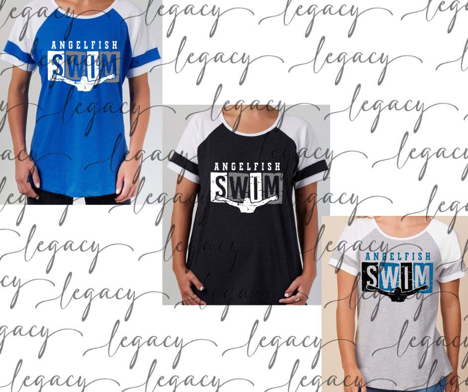 Angelfish Swim 2025 Colorblock Women's Tee Multi Color Options Angelfish Swim Swimmer