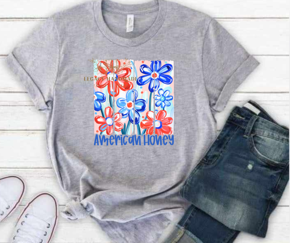 American Honey Watercolor Floral 4th Red White & Blue American Pride America Freedom