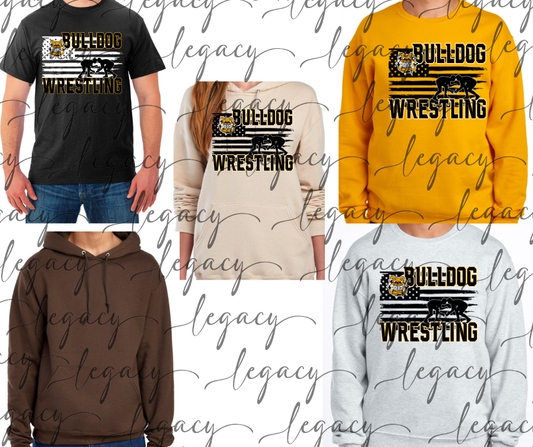 Ogemaw Wrestling Flag Cotton/Poly Blend Multi Color Top Options Bulldogs 2025