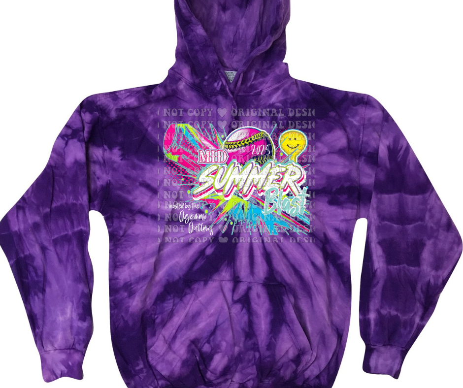 Mid Summer Blast 2025 Tie Dye & Colored Hoodie Options