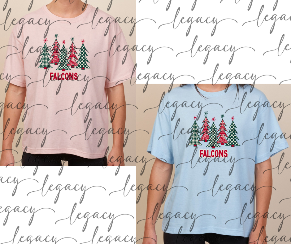 Falcons Tree Boxy Women's Tee Multi Color Options Holiday Magic