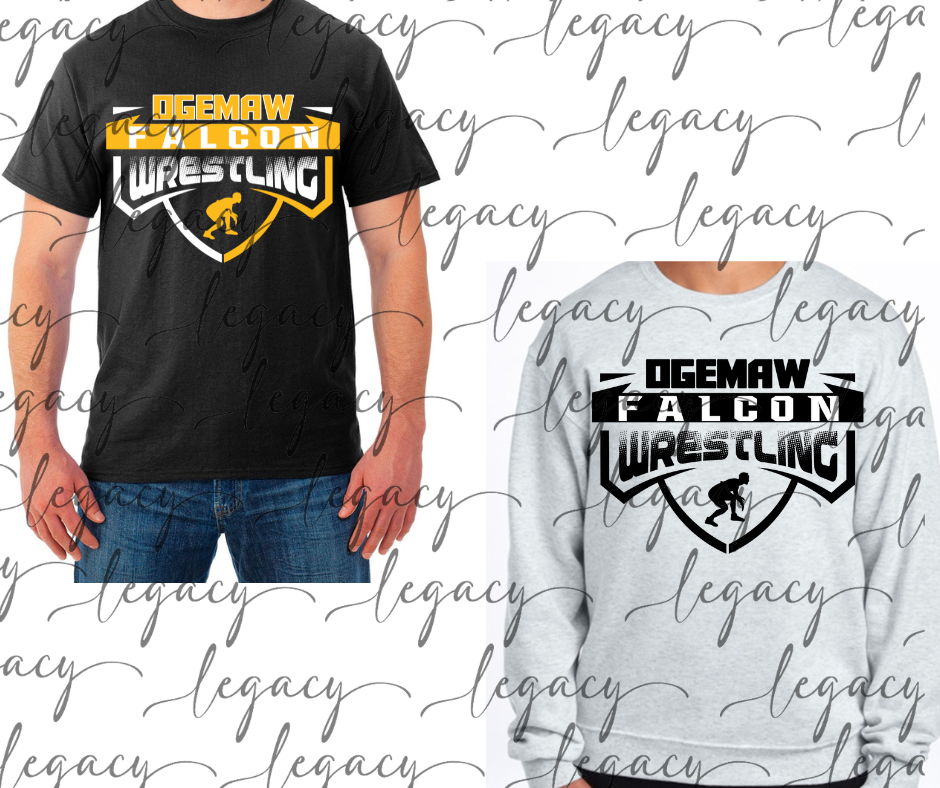 Ogemaw Falcon Wrestling Wrestler Cotton/Poly Blend Multi Color Top Options Falcon Wrestling 2025