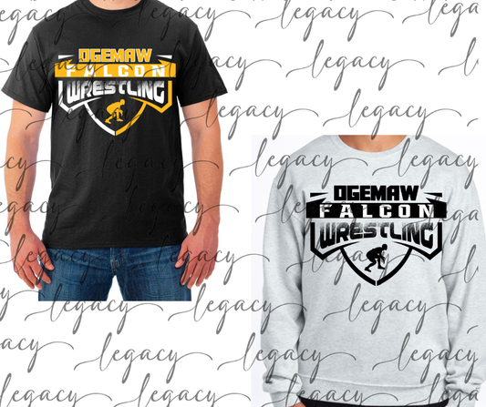 Ogemaw Falcon Wrestling Wrestler Cotton/Poly Blend Multi Color Top Options Falcon Wrestling 2025