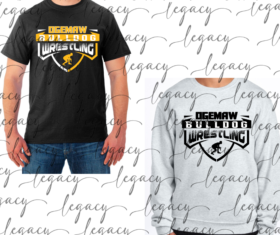 Ogemaw Bulldog Wrestling Wrestler Cotton/Poly Blend Multi Color Top Options Bulldogs 2025