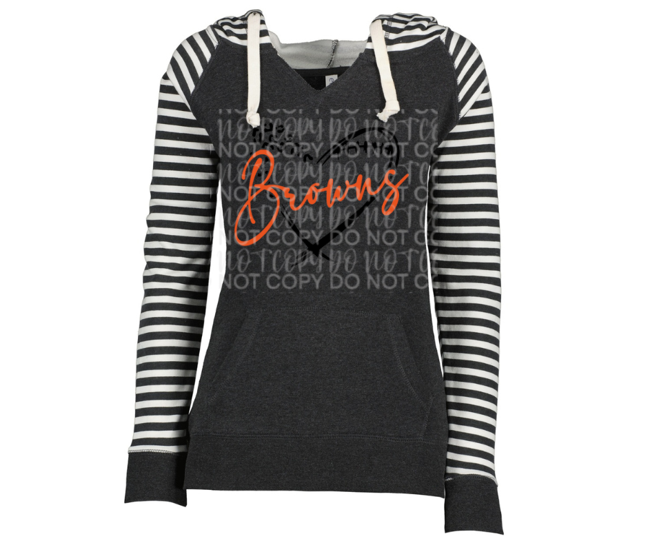 Browns Leo Heart Striped Sleeves Hoodie Top Options Ogemaw Browns 2025