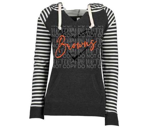 Browns Leo Heart Striped Sleeves Hoodie Top Options Ogemaw Browns 2025
