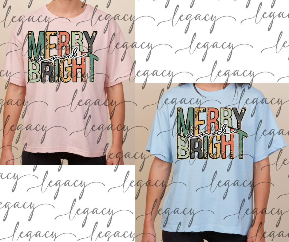 Merry & Bright Boxy Women's Tee Multi Color Options Holiday Magic