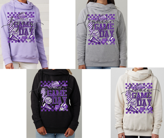 Purple Game Falcon Football Game Day Cowl Neck Top Options