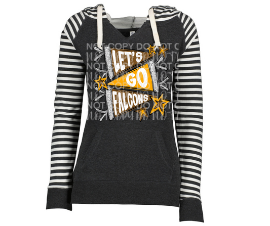 Lets go Falcons Pennant Flag Striped Sleeves Hoodie Top Options Ogemaw Falcons 2025