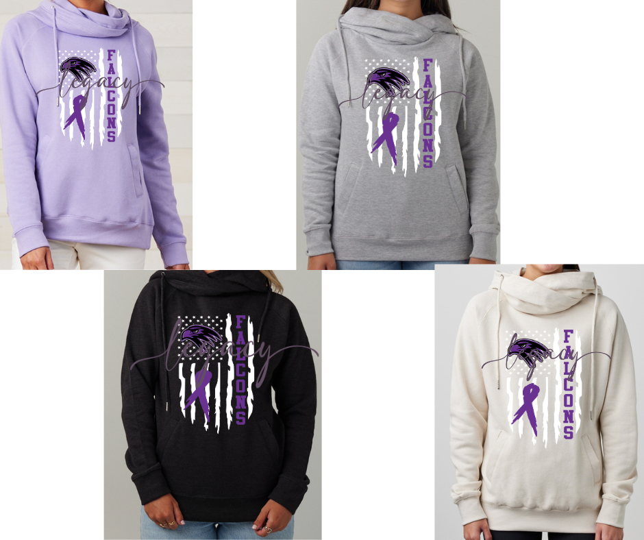 Purple Game Falcon Football Flag Cowl Neck Top Options