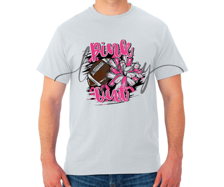 Pink Out Football & Pom Black & Grey Cotton/Poly Blend Top Options Pink Out Football 2025 Ogemaw Browns Falcon Football