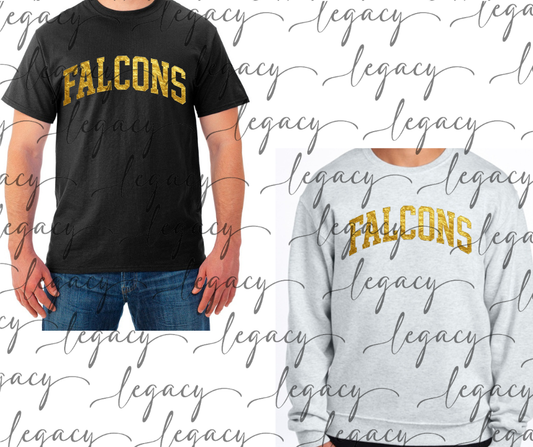 Falcons Gold Foil Cotton/Poly Blend Multi Color Top Options