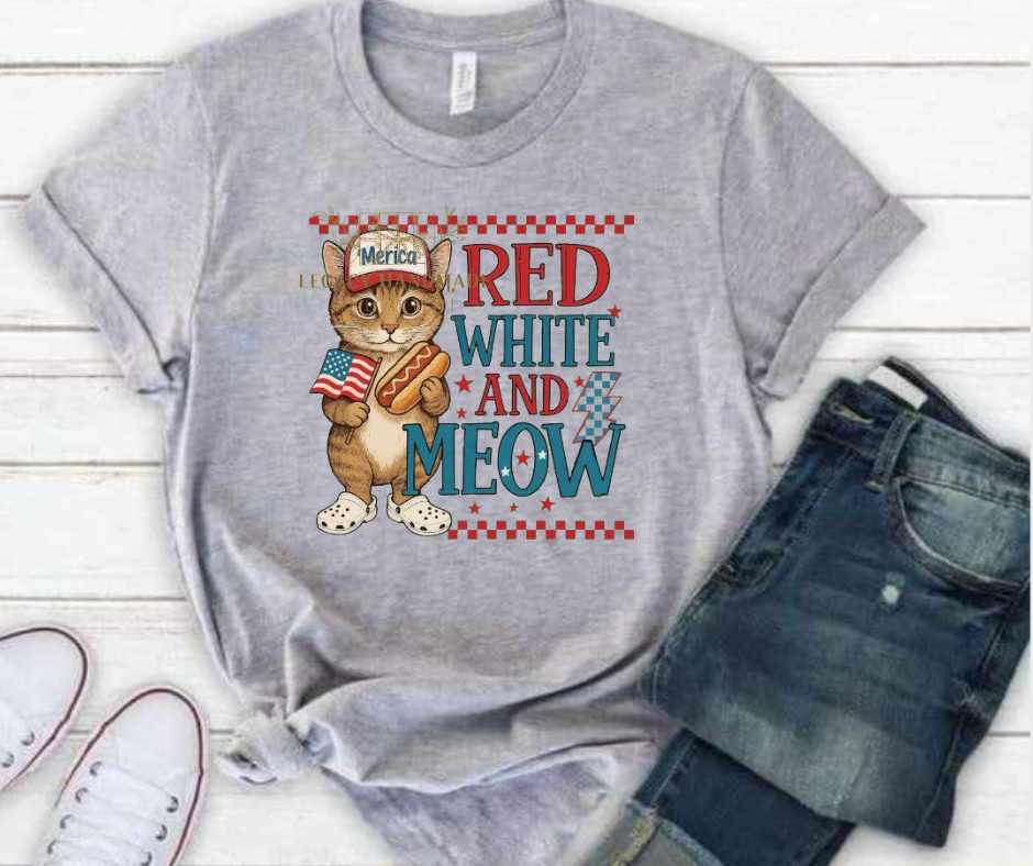 Red White & Meow 4th Red White & Blue American Pride America Freedom 2025