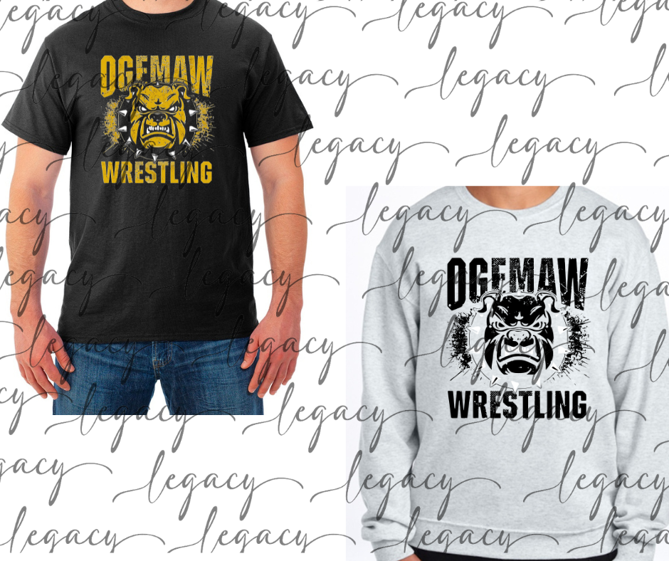 Fierce Bully Ogemaw Wrestling Cotton/Poly Blend Multi Color Top Options Bulldogs 2025