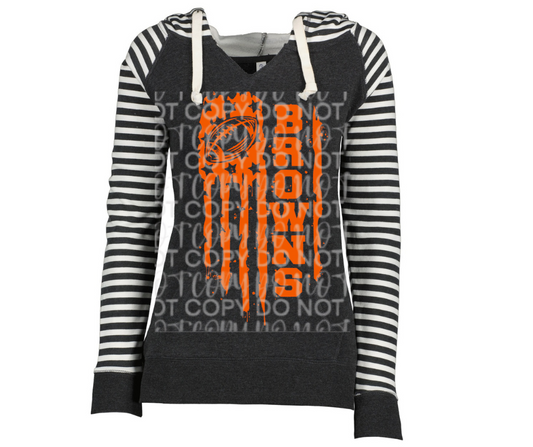 Ogemaw Browns Flag Striped Sleeves Hoodie Top Options Ogemaw Browns 2025