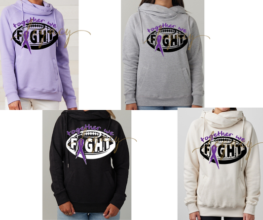 Purple Game Falcon Football Together we Fight Ribbon Cowl Neck Top Options