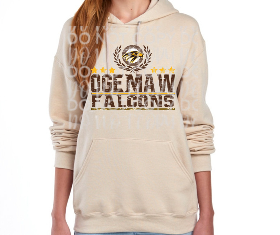 Ogemaw Falcons 2025 Vintage Laurel Falcon Sports Cotton/Poly Blend Top Options