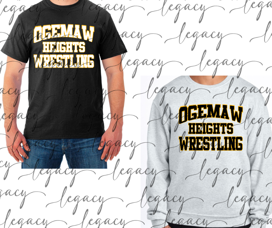 Ogemaw Heights Wrestling Cotton/Poly Blend Multi Color Top Options Falcon Wrestling 2025