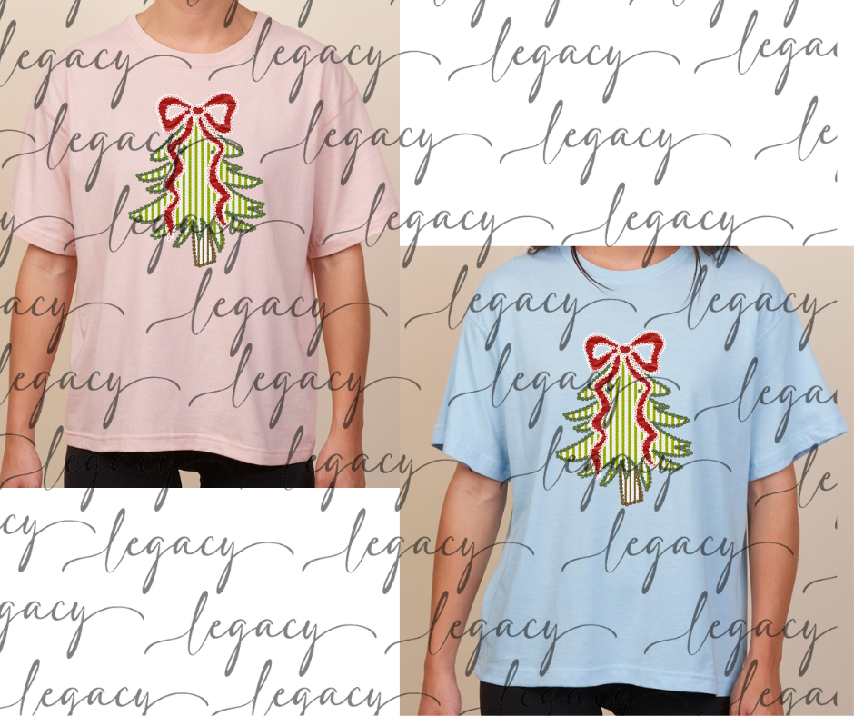 Bow & Tree Boxy Women's Tee Multi Color Options Holiday Magic