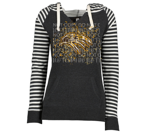 Falcon Logo paint splatter Helmet Striped Sleeves Hoodie Top Options Ogemaw Falcons 2025