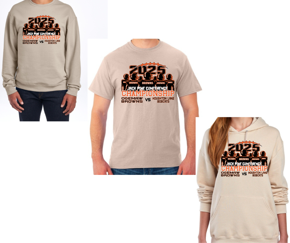 Ogemaw Browns 2025 JPC Championship Cotton/Poly Blend Multi Color Top Options