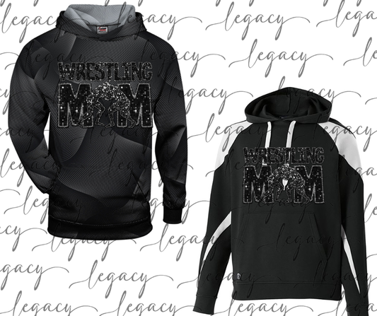 Wrestling MOM Faux Glitter Wrestling 2025 Specialty Name Brand Hoodie Options Bulldogs 2025 Falcon Wrestling 2025 OHHS Wrestling