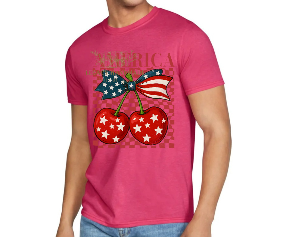 America Cherries Checkered Stars Cutesy 4th Red White & Blue American Pride America Freedom 2025