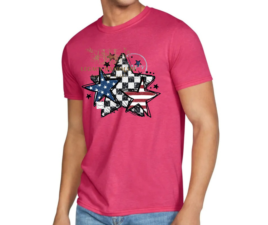 Stars striped checkered 4th Red White & Blue American Pride America Freedom 2025