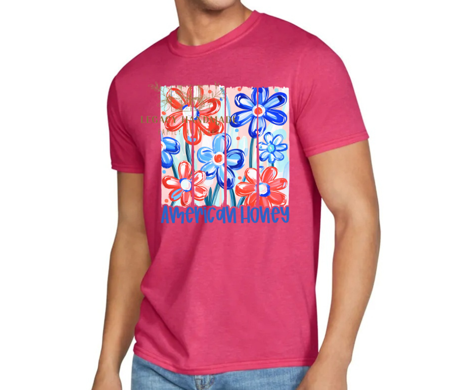 American Honey Watercolor Floral 4th Red White & Blue American Pride America Freedom