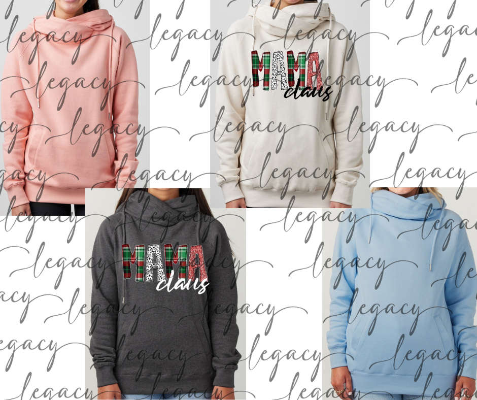 Mama Claus Cowl Neck Top Multi Color Options Holiday Magic