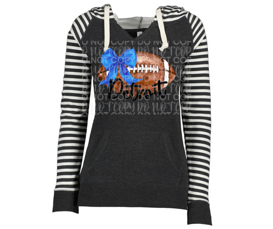 Lions Football Bow Striped Sleeves Hoodie Top Options One Pride
