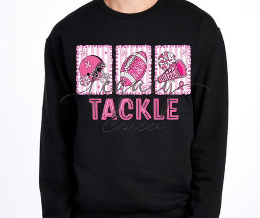 Tackle Cancer Cheer Football Cotton/Poly Blend Top Options Pink Out Football 2025 Ogemaw Browns Falcon Football