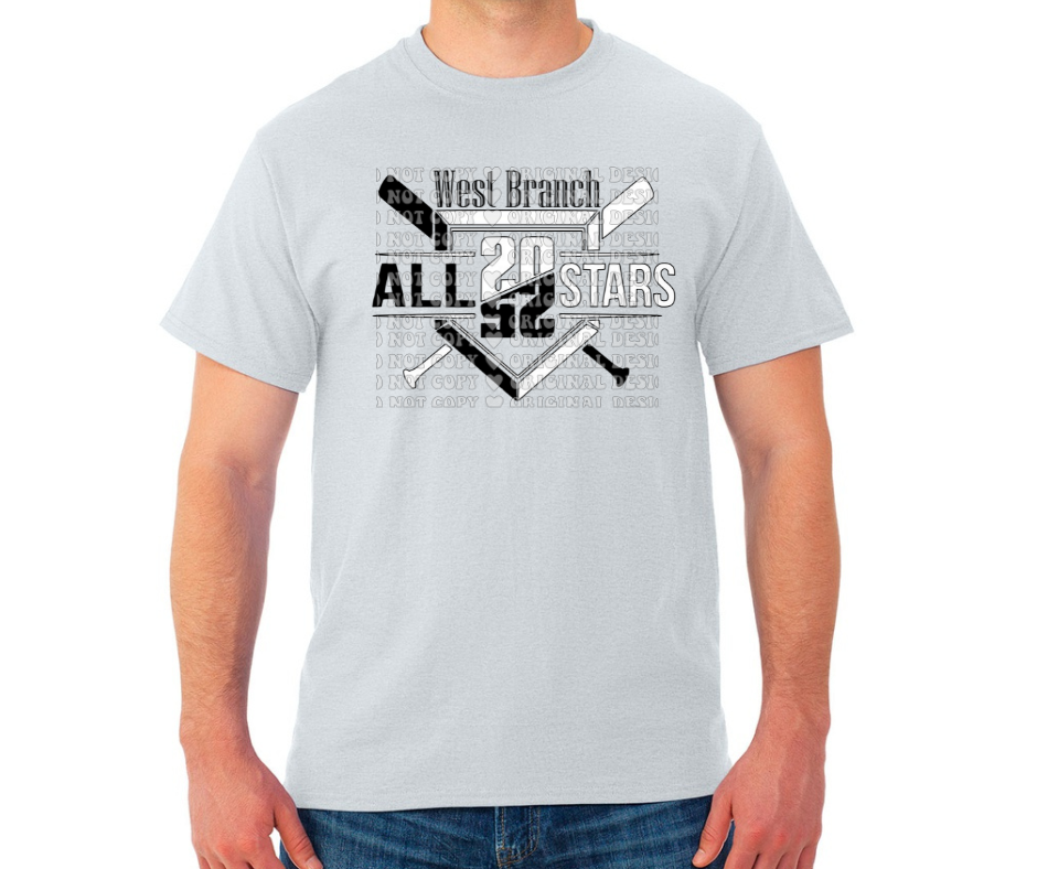 West Branch Allstars 2025 Crossed Bats Ball Diamond